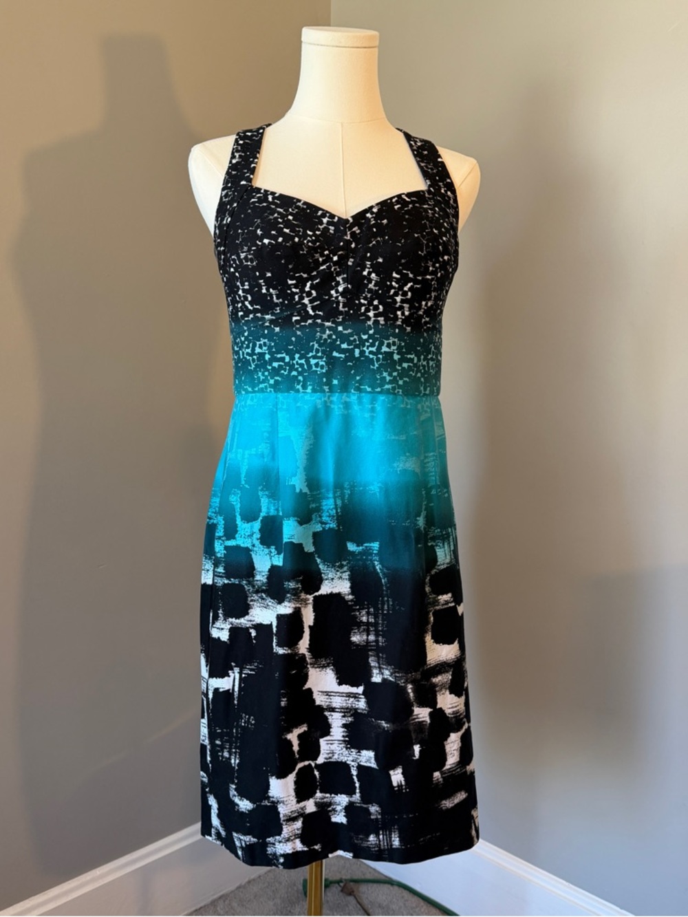 Calvin Klein Teal Ombre Fit-and-Flare Dress